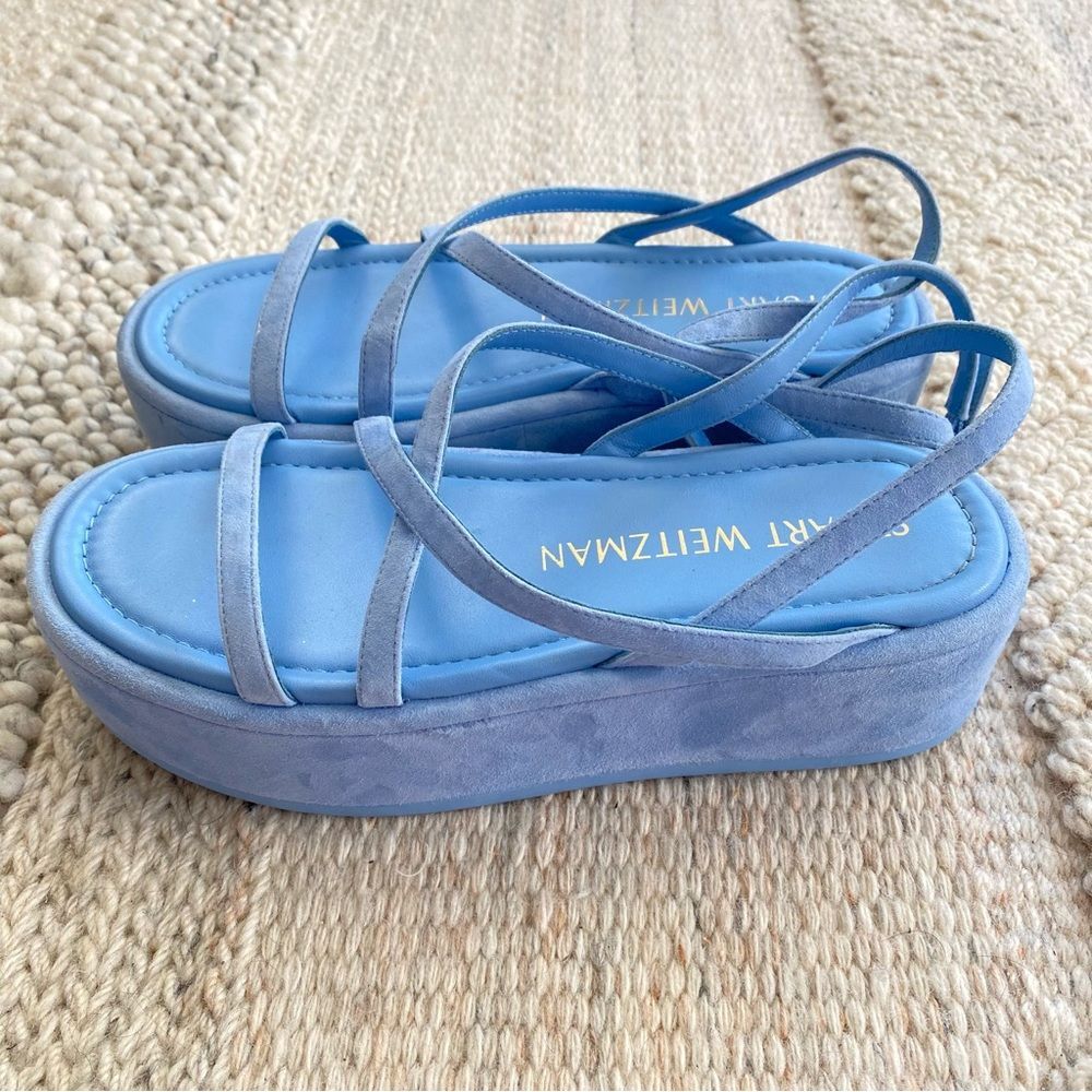 Stuart Weitzman Summerlift Platform Sandal Blue Size 7 - Picture 7 of 13
